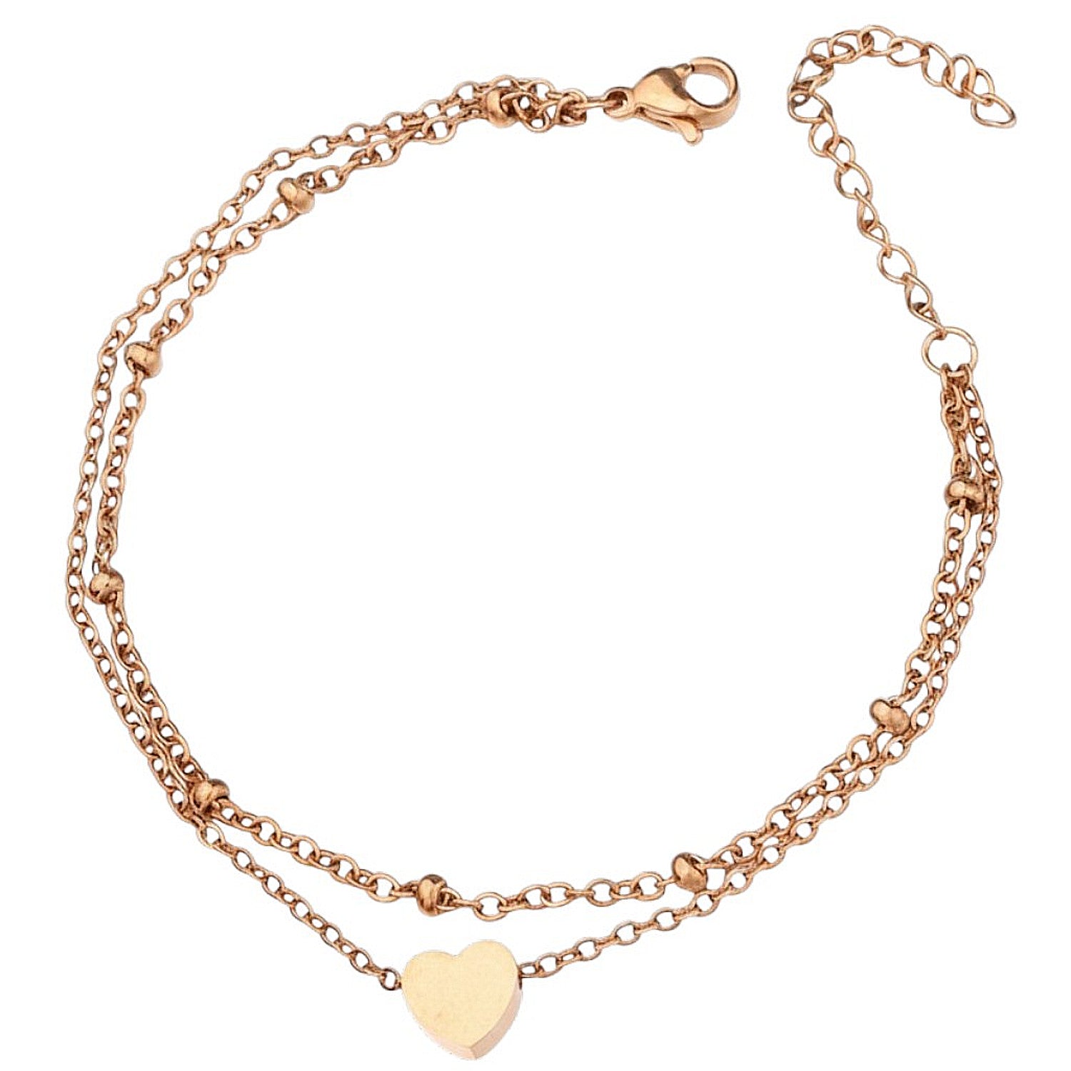Fußkettchen Edelstahl mit Herz Gold, Roséfarben oder Silber wasserfest hypoallergen KARMA