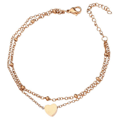 Fußkettchen Edelstahl mit Herz Gold, Roséfarben oder Silber wasserfest hypoallergen KARMA