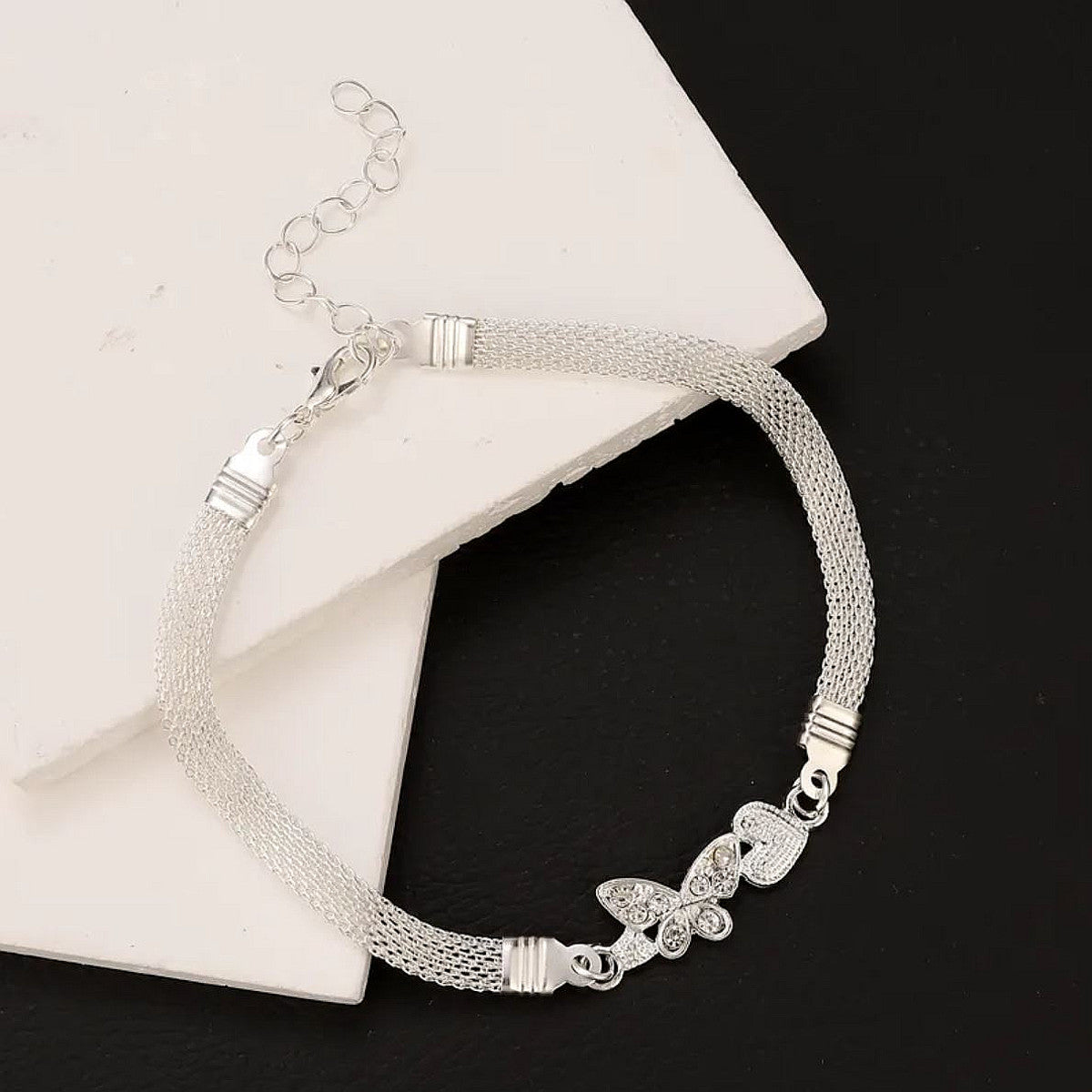 Fußkettchen Silber Eternity, Schmetterling oder Herz Karma