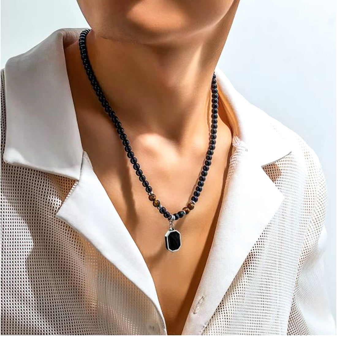 Kette Haustier Edelstahl Silber Schwarz oder Gold Halskette Karma
