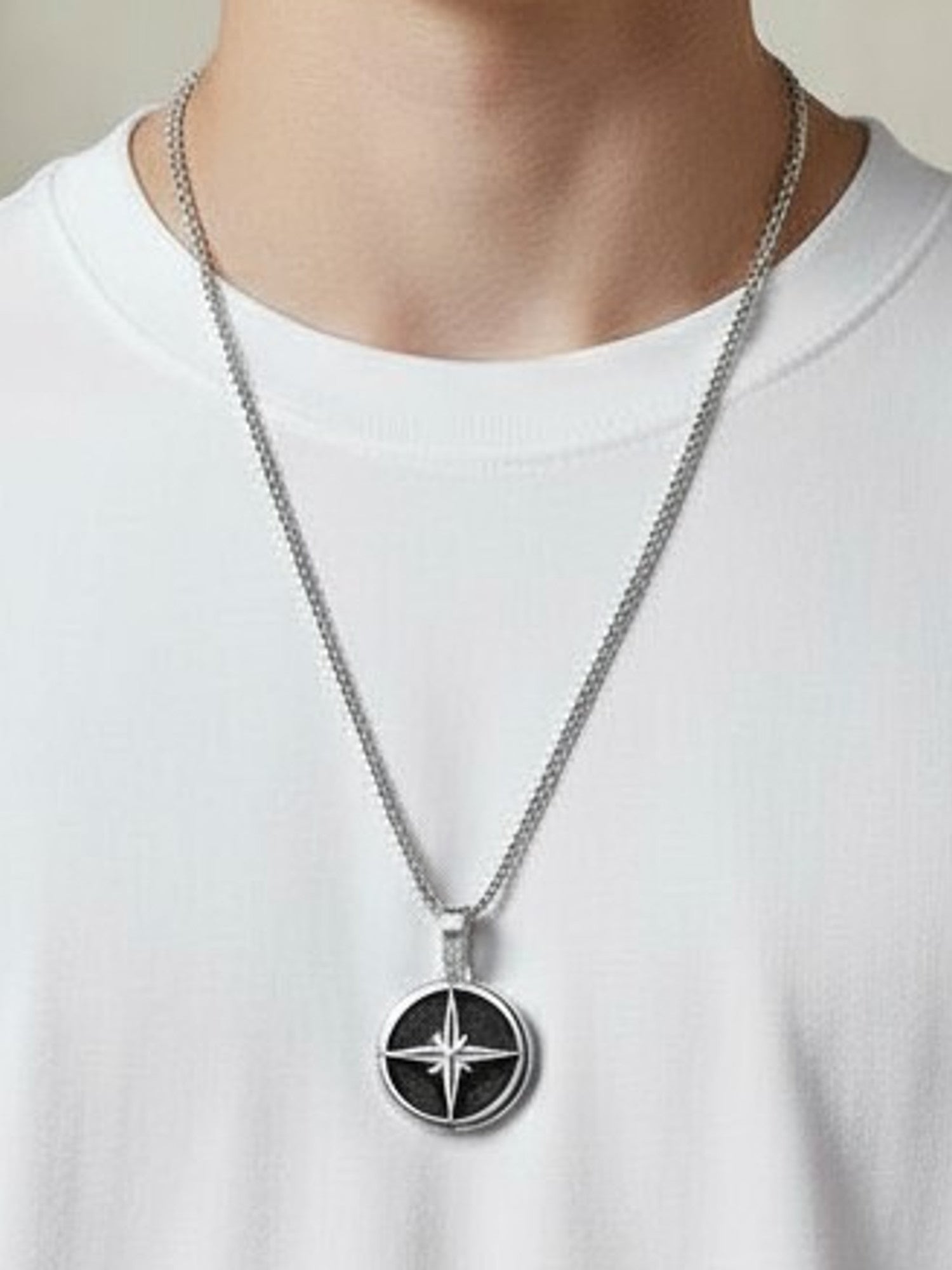 Halskette mit Kompass Anhänger für Herren aus Edelstahl KARMA