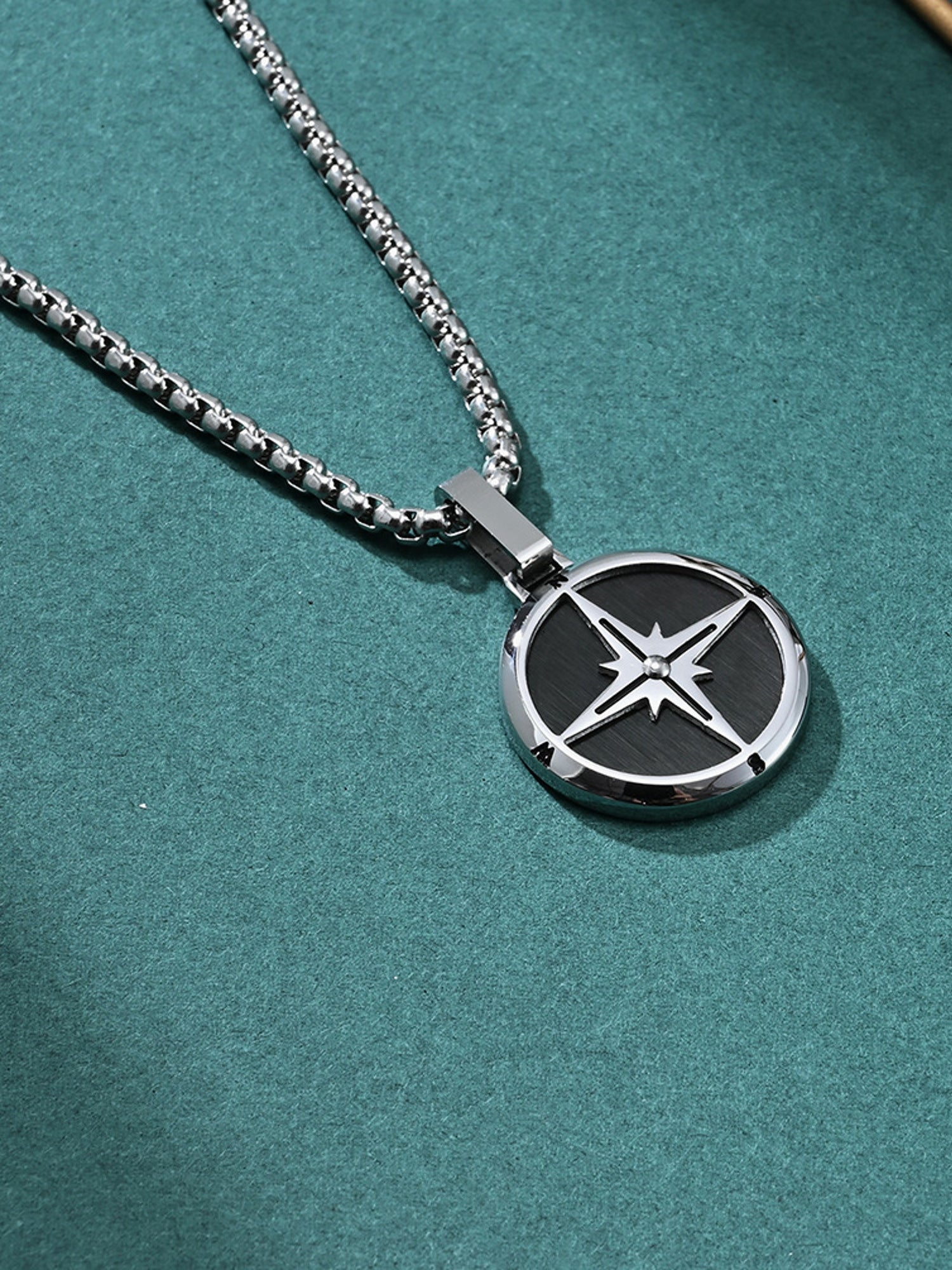 Halskette mit Kompass Anhänger für Herren aus Edelstahl KARMA