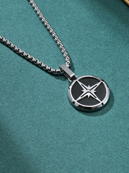 Halskette mit Kompass Anhänger für Herren aus Edelstahl KARMA