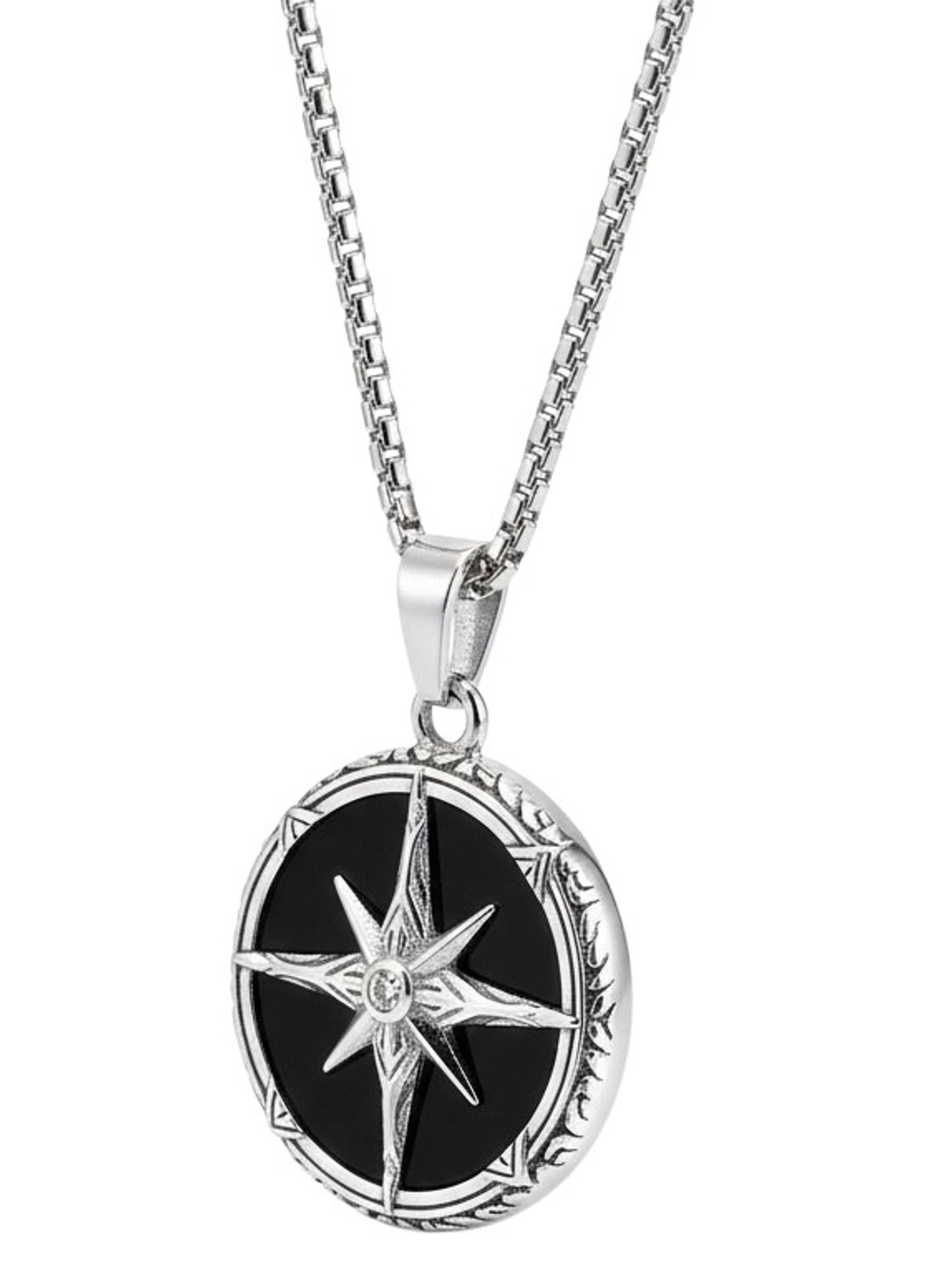 Halskette mit Kompass Anhänger für Herren aus Edelstahl KARMA