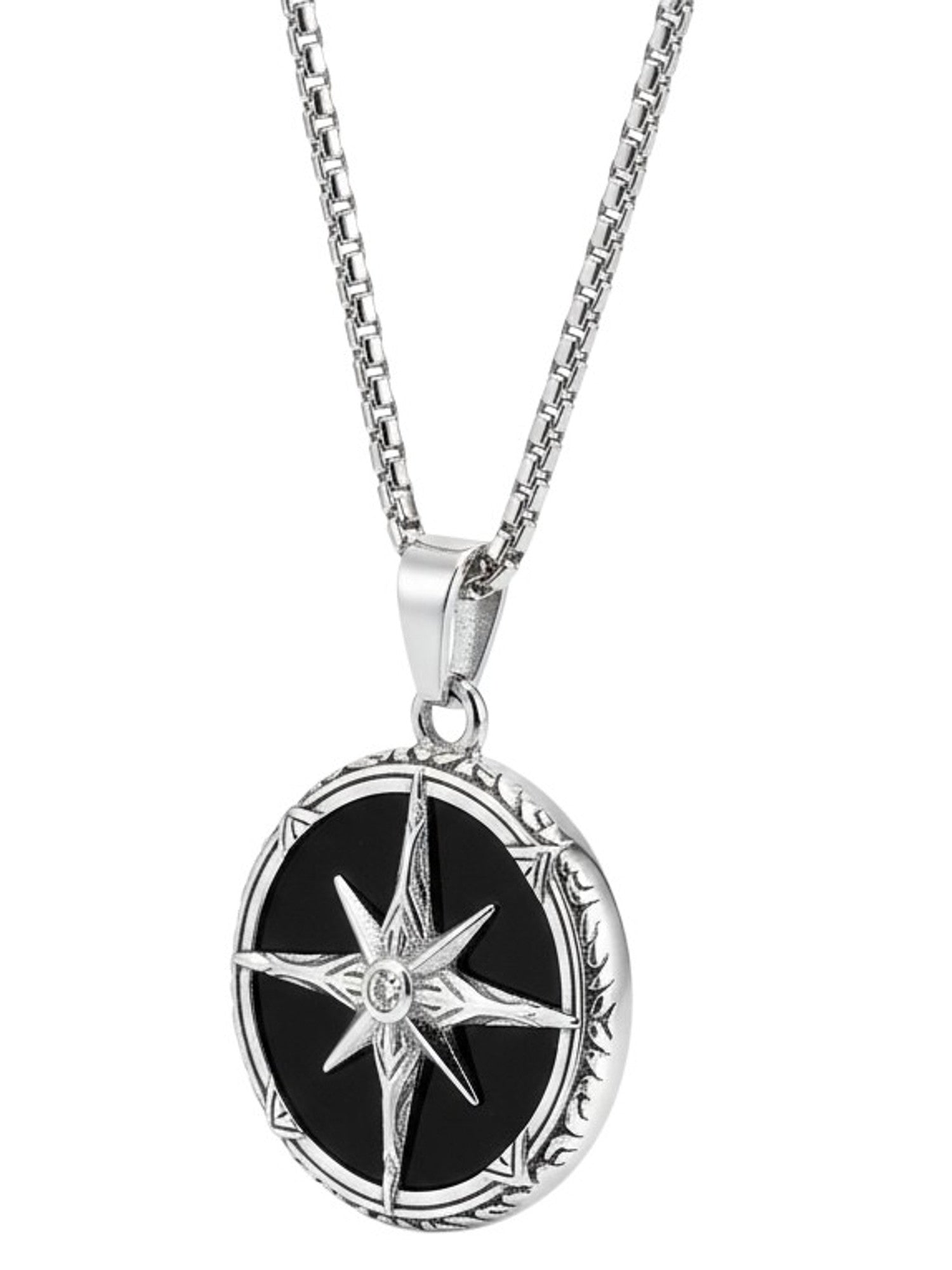 Halskette mit Kompass Anhänger für Herren aus Edelstahl KARMA