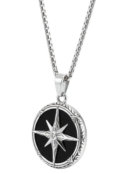 Halskette mit Kompass Anhänger für Herren aus Edelstahl KARMA