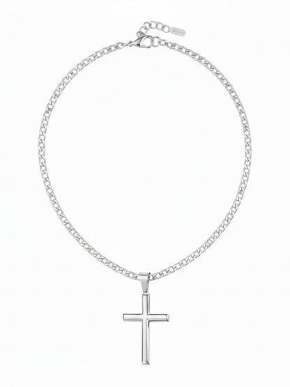 Herrenkette mit Anhänger Kreuz Edelstahl silber KARMA