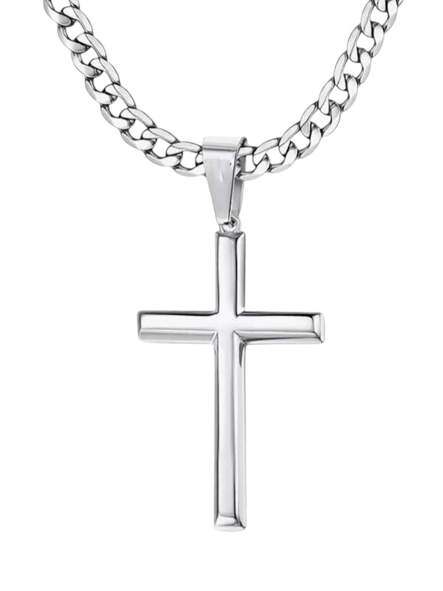 Herrenkette mit Anhänger Kreuz Edelstahl silber KARMA