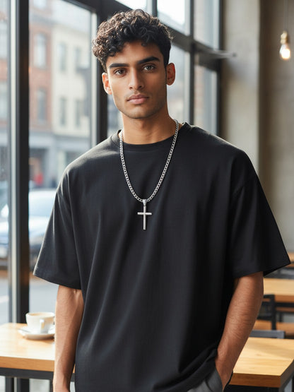 Herrenkette mit Anhänger Kreuz Edelstahl silber KARMA