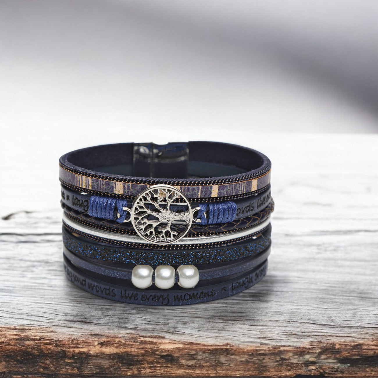 Lederarmband Damen Lebensbaum vers. Farben Karma