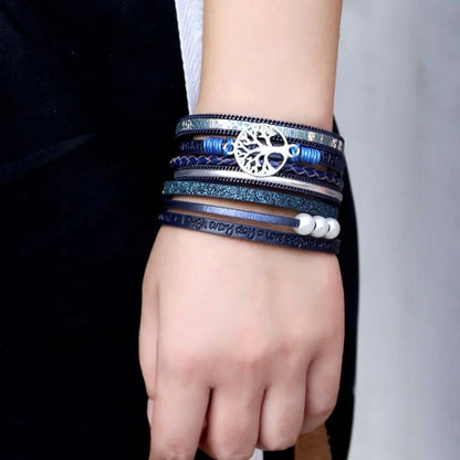 Lederarmband Damen Lebensbaum vers. Farben Karma