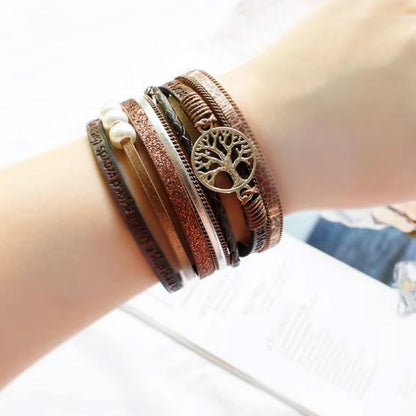 Lederarmband Damen Lebensbaum vers. Farben Karma