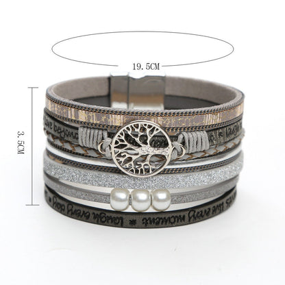Lederarmband Damen Lebensbaum vers. Farben Karma
